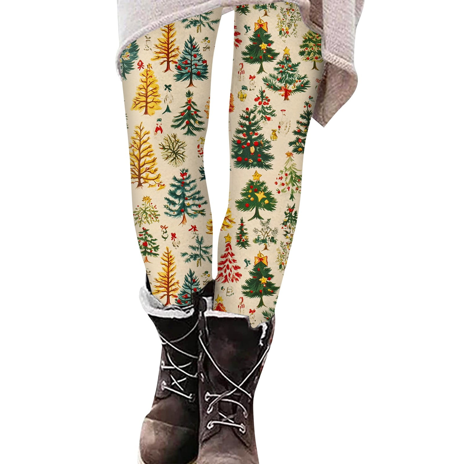 Womens Christmas Leggings Xmas Snowflake Print Tight Pants Stretch Butt