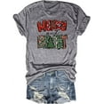 thumbnail image 1 of Womens Christmas Light Merry And Bright T-Shirts Red Christmas Graphic Tee Tops (L,23 Grey), 1 of 1