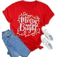 thumbnail image 1 of Womens Christmas Light Merry And Bright T-Shirts Red Christmas Graphic Tee Tops (XXL,23 Red), 1 of 1