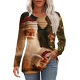 Womens Christmas Long Sleeve Shirts Xmas Snowflake Print TShirts