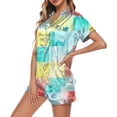 thumbnail image 1 of Womens Christmas Loungewear Set Short Sleeve Printed Shirt Elastic Waist Shorts Button Soft Home Pajamas, 1 of 3