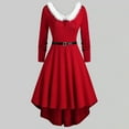 thumbnail image 1 of Womens Christmas Midi Dresses Long Sleeve V Neck High Low Dresses Mrs Santa Claus Costume Cosplay Outfits Party Dress, 1 of 5