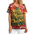 Womens Christmas Nurse Uniforms Snowflake Print Workwear TShirts Short