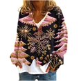 thumbnail image 1 of Black and Friday Deals,Womens Christmas Outfit Flannel Sweater Cardigans Button Down Plus Size Santa Claus Xmas Tree Pattern Holiday Coat (S, Black), 1 of 5
