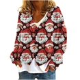 thumbnail image 1 of Womens Christmas Outfit Flannel Sweater Cardigans Button Down Plus Size Santa Claus Xmas Tree Pattern Holiday Coat (XL, Wine 01), 1 of 5
