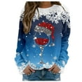 thumbnail image 1 of Womens Christmas Outfit Lightweight Crewneck Sweatshirt Snowflake Graphic Printed Plus Size Long Sleeve Tops (2XL, Blue 01), 1 of 5