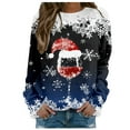 thumbnail image 1 of Womens Christmas Outfit Lightweight Crewneck Sweatshirt Snowflake Graphic Printed Plus Size Long Sleeve Tops (L, Dark Blue 01), 1 of 5
