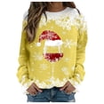 thumbnail image 1 of Womens Christmas Outfit Lightweight Crewneck Sweatshirt Snowflake Graphic Printed Plus Size Long Sleeve Tops (XL, Yellow 02), 1 of 4