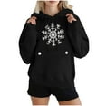 thumbnail image 1 of Womens Christmas Oversized Hoodies Snowflake Long Sleeve Fleece Sweatshirts Xmas Holiday Graphic Sweater with Pocket, S Black, 1 of 5