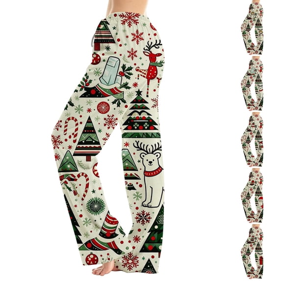 Womens Christmas Pajama Pants Soft Baggy Lounge Bottoms Sleepwear, Xmas Cozy Cute Print Pj Loungewear , Christmas Party