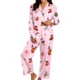 thumbnail image 1 of Womens Christmas Pajama Set Long Sleeve Collared Top and Pants Festive Holiday Sleepwear Cozy Loungewear for Home and Nights, 1 of 5