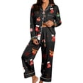thumbnail image 1 of Womens Christmas Pajama Set Long Sleeve Collared Top and Pants Festive Holiday Sleepwear Cozy Loungewear for Home and Nights, 1 of 5