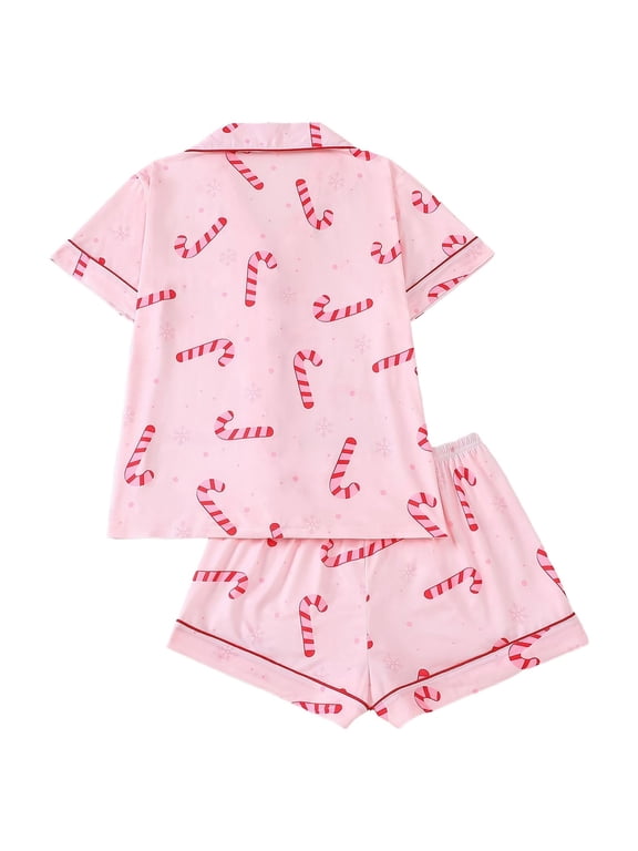 Womens Christmas Pajama Set Short Sleeve Shorts 2 Piece Sleepwear Holiday Loungewear, Holiday Party, for Women, Sizes S-2XL