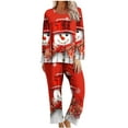 thumbnail image 1 of Womens Christmas Pajama Sets Fashion Printed Round Neck Long Sleeve Elastic Waist Pants Soft Lounge Sleepwear Set Red L, 1 of 6