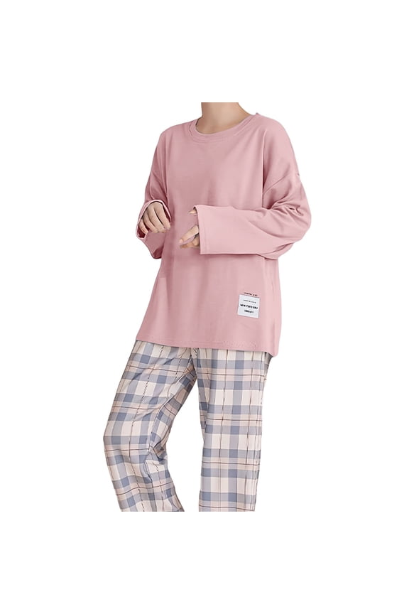 Womens Christmas Pajama Sets Flannel Long Sleeve Notch Collar Shirt And Pants 2 Piece Plaid Sleepwear Womens Organic Pajamas Elephant Womens Pajama Set Womens Pajamas Fall Womens Cotton Sleepwear s