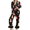 thumbnail image 1 of Womens Christmas Pajama Sets Trim Long Sleeve Christmas Theme Printed Shirts Pants Cozy Sleepwear Set Womens Pjs Sets Black L, 1 of 5