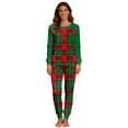 thumbnail image 1 of Womens Christmas Pajamas 2 Sets Long Sleeve Tops Checkered Stripes Xmas Graphic Pjs Round Neck Nightwear Soft Pjs Lounge Sleep Pants Two Pieces Sets with Pockets, 1 of 5