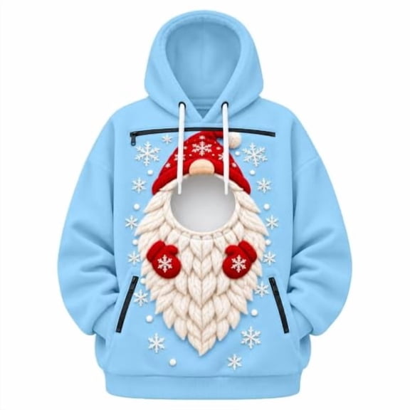 Womens Christmas Pet Pouch Hoodie Cat Dog Carrier Sweatshirt Funny Animal Print Long Sleeve Drawstring Zip Pocket Casual Fashion Holiday Pullover