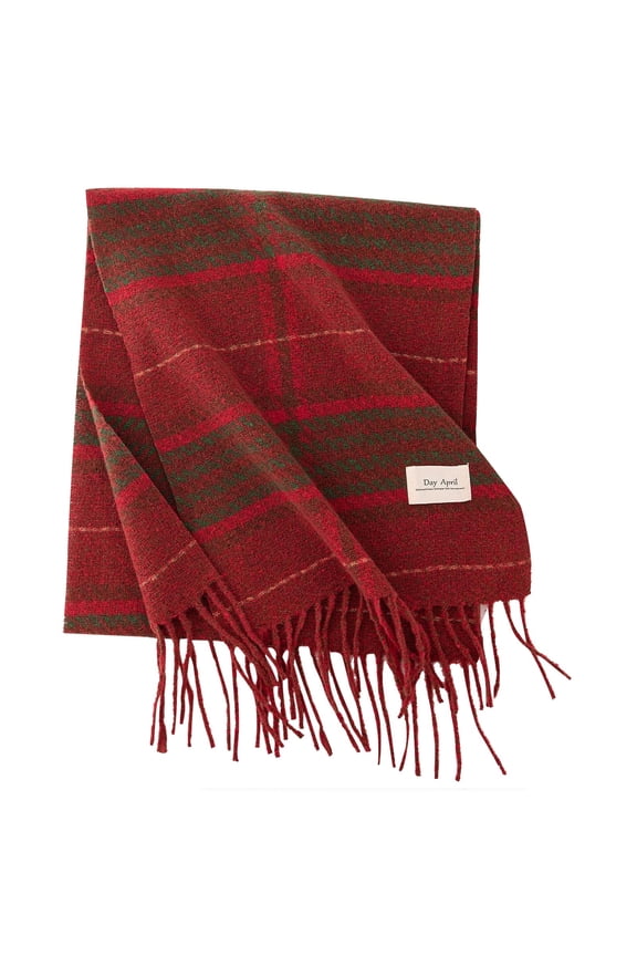 Womens Christmas Plaid Thick Warm Shawl Scarf