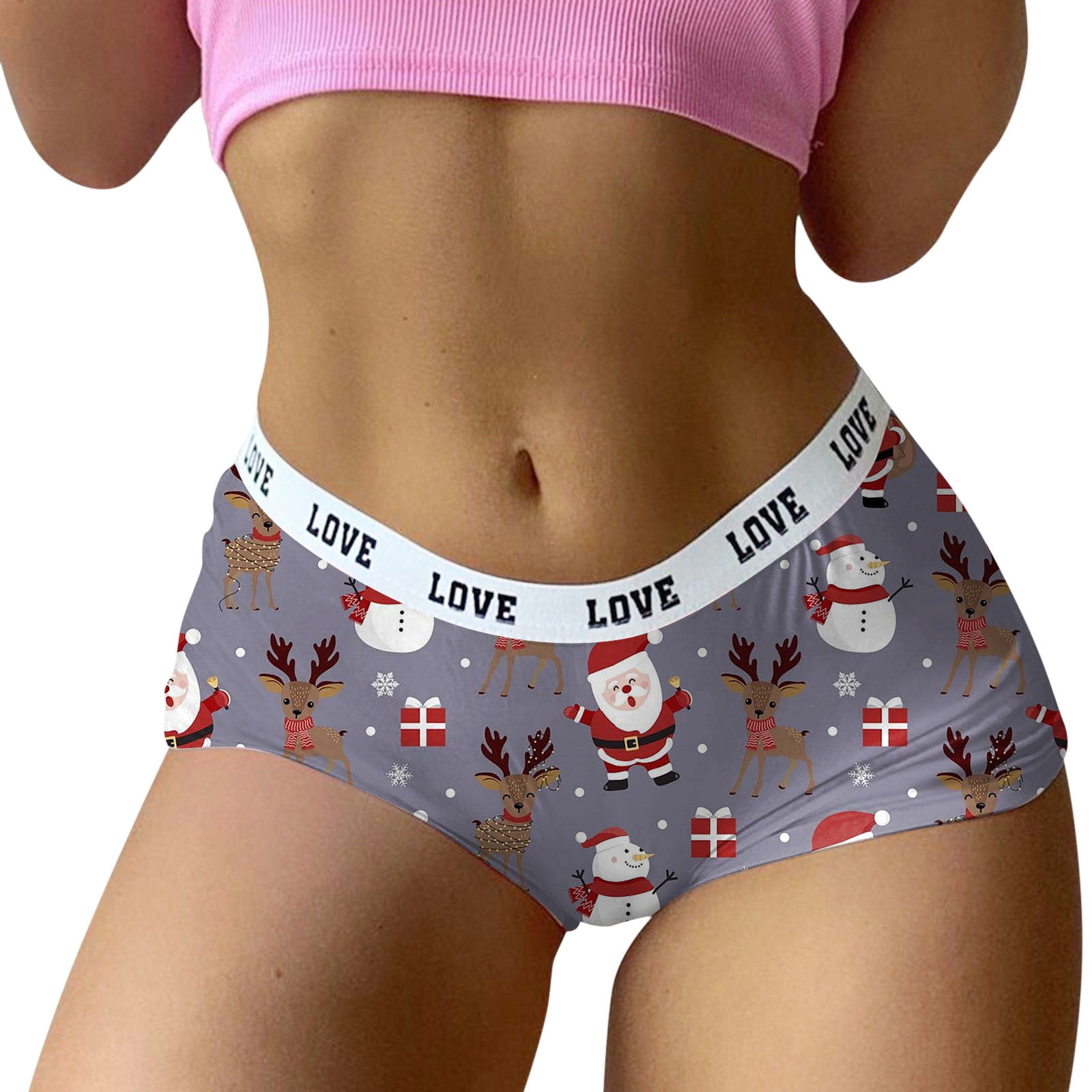 Womens Christmas Print Shorts Funny Boxer Brief Underwear Boyshort Ladies  Panties Pajamas