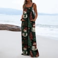 thumbnail image 1 of Womens Christmas Print Wide Leg Jumpsuit Adjustable Strap Sleeveless Overalls with Pockets 2XL, 1 of 7
