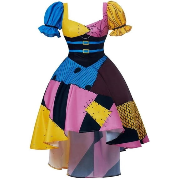 Womens Christmas Sally's Steampunk Slim Printed Dress for Stage Performances