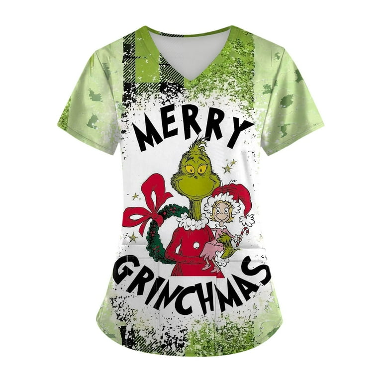 Womens Christmas Scrub Tops，Christmas Scrub Tops Women Xmas