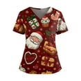 thumbnail image 1 of Womens Christmas Scrub Tops Cute Xmas Print Short Sleeve Nurse Working Uniforms Christmas Plus Size Scrub T Shirts, 1 of 5