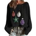 thumbnail image 1 of Womens Christmas Sequin Sweatshirt Christmas Light Sweater Xmas Long Sleeve Shirts Holiday Crewneck Pullover Tops, 1 of 5
