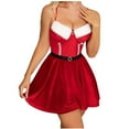 thumbnail image 1 of Womens Christmas Sexy Nightgown Santa Babydoll Fuzzy Spaghetti Strap Dresses Chemise Negligees Sleepwear Xmas Holiday Outfits Red, L, 1 of 6