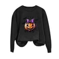 thumbnail image 1 of Women's Halloween Pumpkin Face Long Sleeve Sweatshirts Lightweight Casual Round Neck Pullover Tops 2025 Fashion, 1 of 6