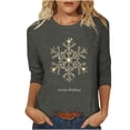 thumbnail image 1 of Womens Christmas Shirts 3/4 Sleeve Rhinestones Wine Glass Printed Xmas Holiday Tops Loose Casual Festive Tees (2XL, Gray #A), 1 of 6