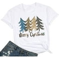 thumbnail image 1 of Womens Christmas Shirts Leopard Plaid Christmas Trees Printed Casual Short Sleeve Graphic Tees Tops, 1 of 1