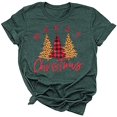 thumbnail image 1 of Womens Christmas Shirts Leopard Plaid Christmas Trees Printed Casual Short Sleeve Graphic Tees Tops, 1 of 1