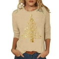 thumbnail image 1 of Womens Christmas Shirts Tops 3/4 Sleeve Christmas Tree Crewneck Santa Xmas Tees Blouses, 1 of 4