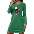 thumbnail image 1 of Womens Christmas Sleep Shirt Dress Long Sleeve Crewneck Nightgown Holiday Xmas Sleepwear Pjs Short Dresses Green, XL, 1 of 6