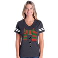thumbnail image 1 of Womens Christmas Snowman Scarf Football V-Neck T-Shirt, 1 of 5