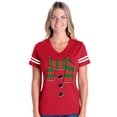 thumbnail image 1 of Womens Christmas Snowman Scarf Football V-Neck T-Shirt, 1 of 5