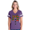 thumbnail image 1 of Womens Christmas Snowman Scarf Football V-Neck T-Shirt, 1 of 5