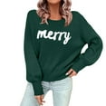 thumbnail image 1 of Womens Christmas Sweater New Crew Neck Long Sleeved Pullover for Relaxed Fit Cozy Fall Sweaters Green S, 1 of 9