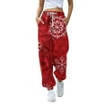 Womens Christmas Sweatpants Xmas Snowflake Christmas Trees Print Active