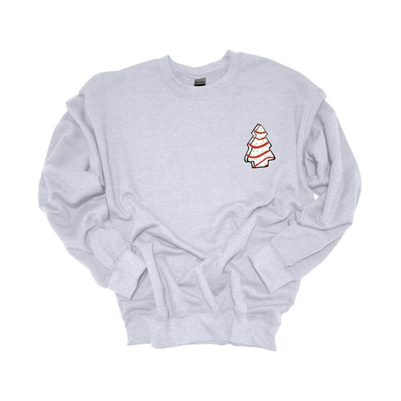Womens Christmas Sweatshirt Christmas Tree Cake Crest Festive Holiday Crewneck Sweatshirt-Ash Grey-medium
