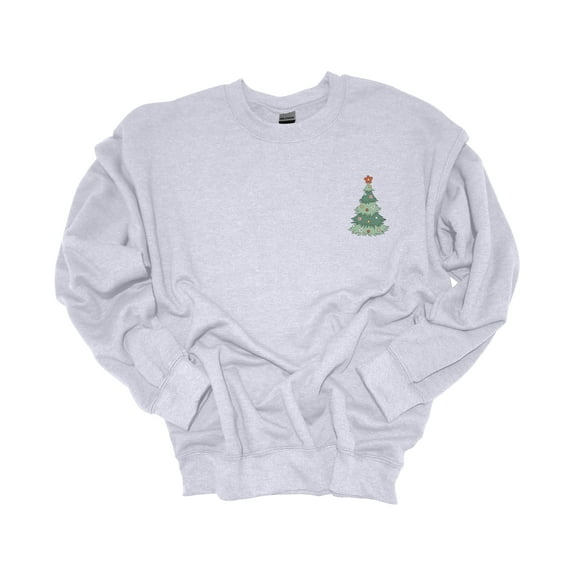 Womens Christmas Sweatshirt Christmas Tree Crest Festive Holiday Crewneck Sweatshirt-Ash Grey-xxxl