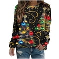 thumbnail image 1 of Womens Christmas Sweatshirt Fashion Xmas Drop Shoulder Long Sleeve Loose Pullover Tops Round Neck Loose Sweat, 1 of 5