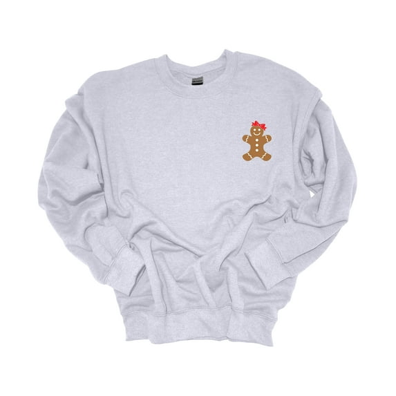 Womens Christmas Sweatshirt Gingerbread Houses Festive Holiday Crewneck Sweatshirt-Ash Grey-small