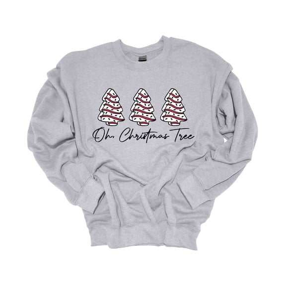 Womens Christmas Sweatshirt Oh Christmas Tree 3 Trees Crewneck Sweatshirt-Sports Grey-small
