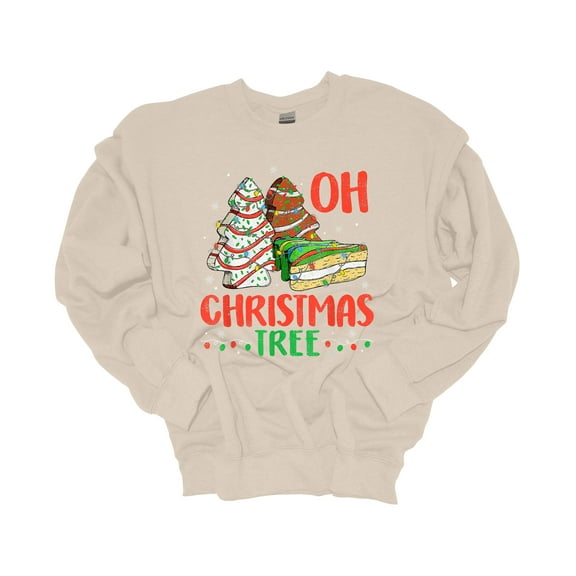 Womens Christmas Sweatshirt Oh Christmas Tree Festive Crewneck Sweatshirt-Sand-small