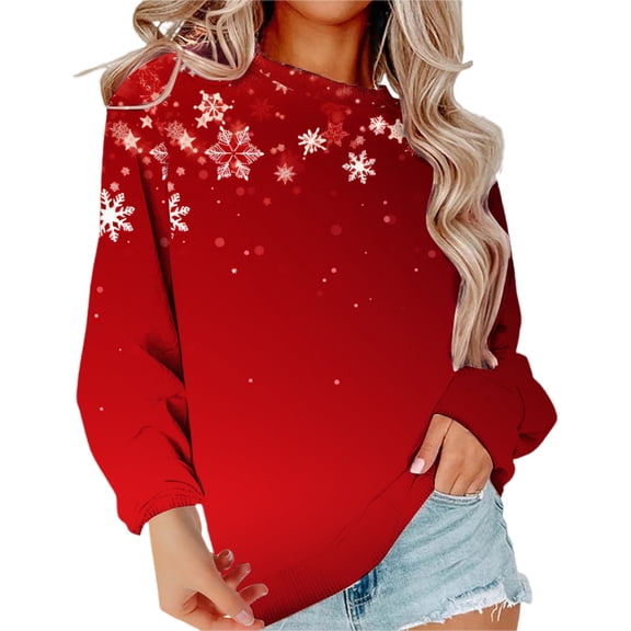 Womens Christmas Sweatshirt Party Women's Sweatshirts Long Sleeve Women's Clothing Comfortable Girls Clothes Red3