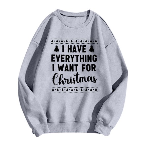 Womens Christmas Sweatshirt Printed Couple Crew Neck Hoodless Sweatshirt And Christmas Hoodies Grey S