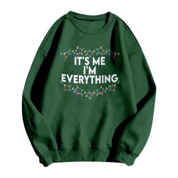 Womens Christmas Sweatshirt Printed Couple Crew Neck Hoodless Sweatshirt And Christmas Hoodies Women Dark Green S